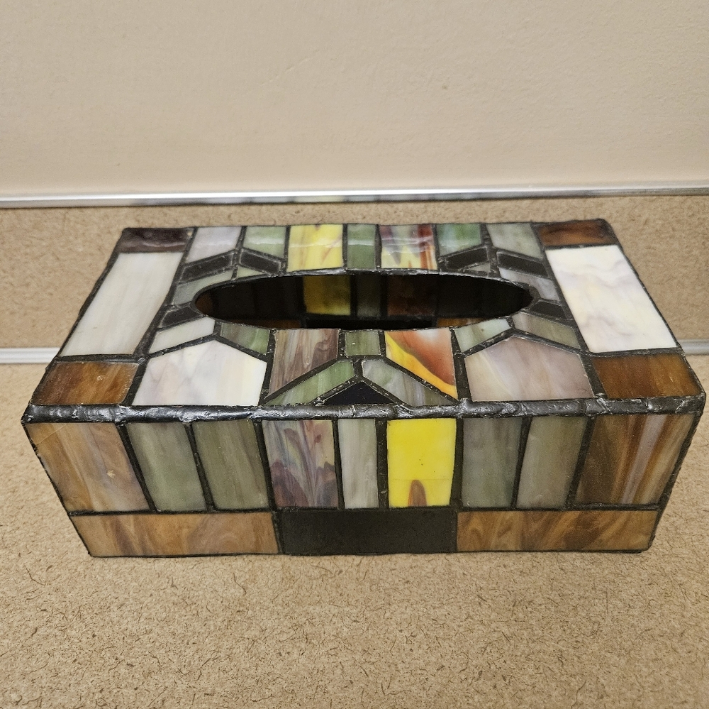 Vintage Stained Glass Kleenex Cover